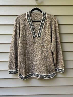 Vintage Peruvian Alpaca Wool Sweater Gray Brown Black Women’s L Men’s M